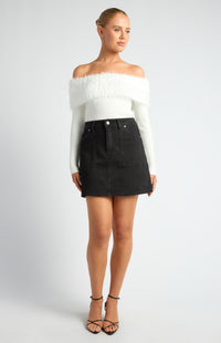 Marzella Off Shoulder Knit Top - White