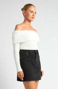 Marzella Off Shoulder Knit Top - White