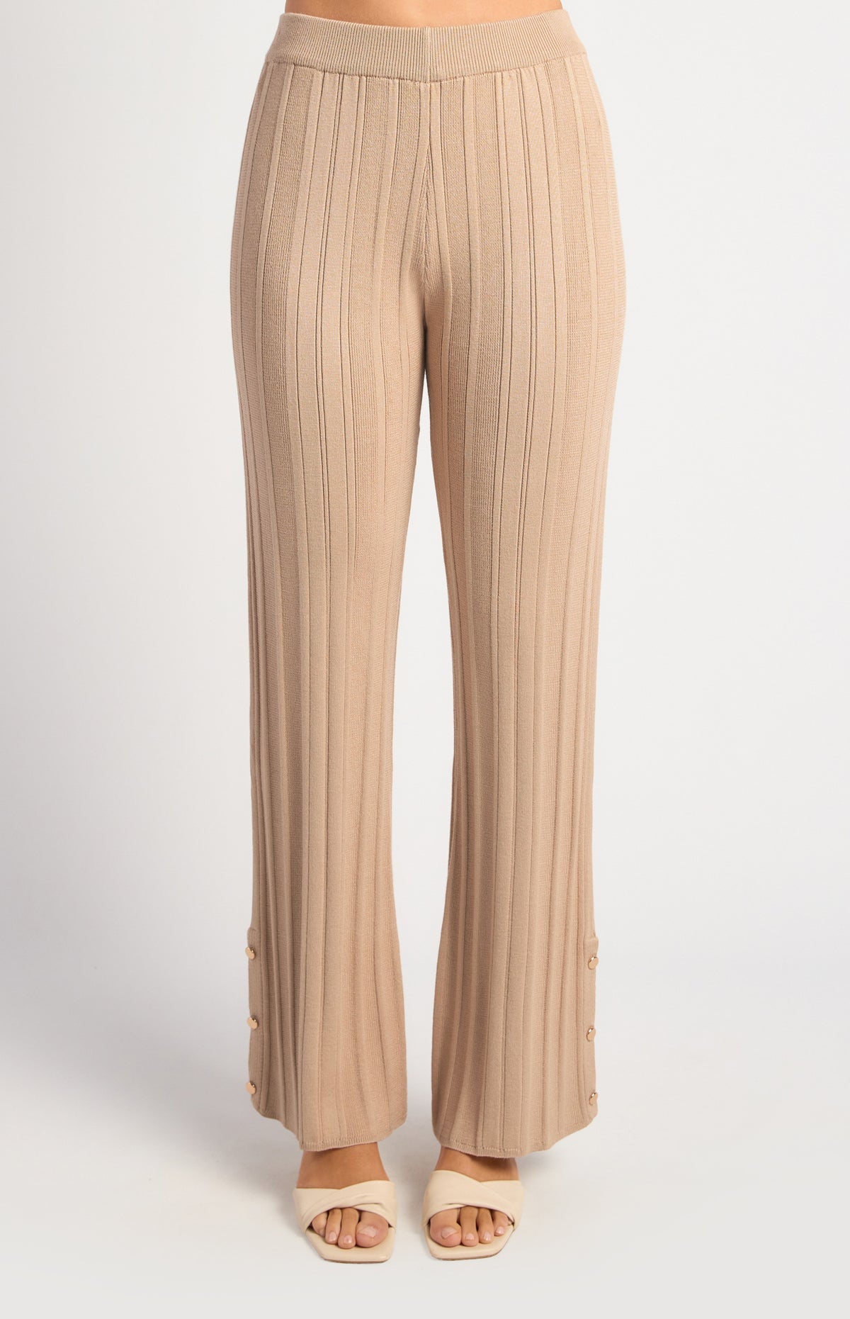 Elinor Straight Leg Knit Pants - Beige