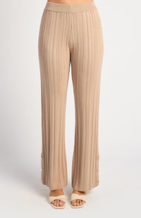 Elinor Straight Leg Knit Pants - Beige