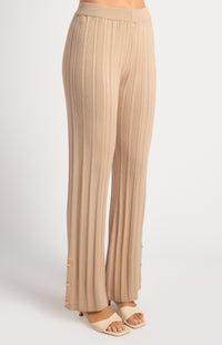 Elinor Straight Leg Knit Pants - Beige