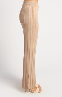 Elinor Straight Leg Knit Pants - Beige