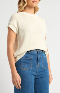 Yuri Short Sleeve Knit Top - White