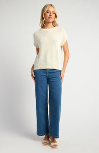 Yuri Short Sleeve Knit Top - White
