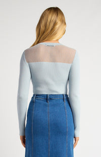 Liah Long Sleeve Top - Pale Blue
