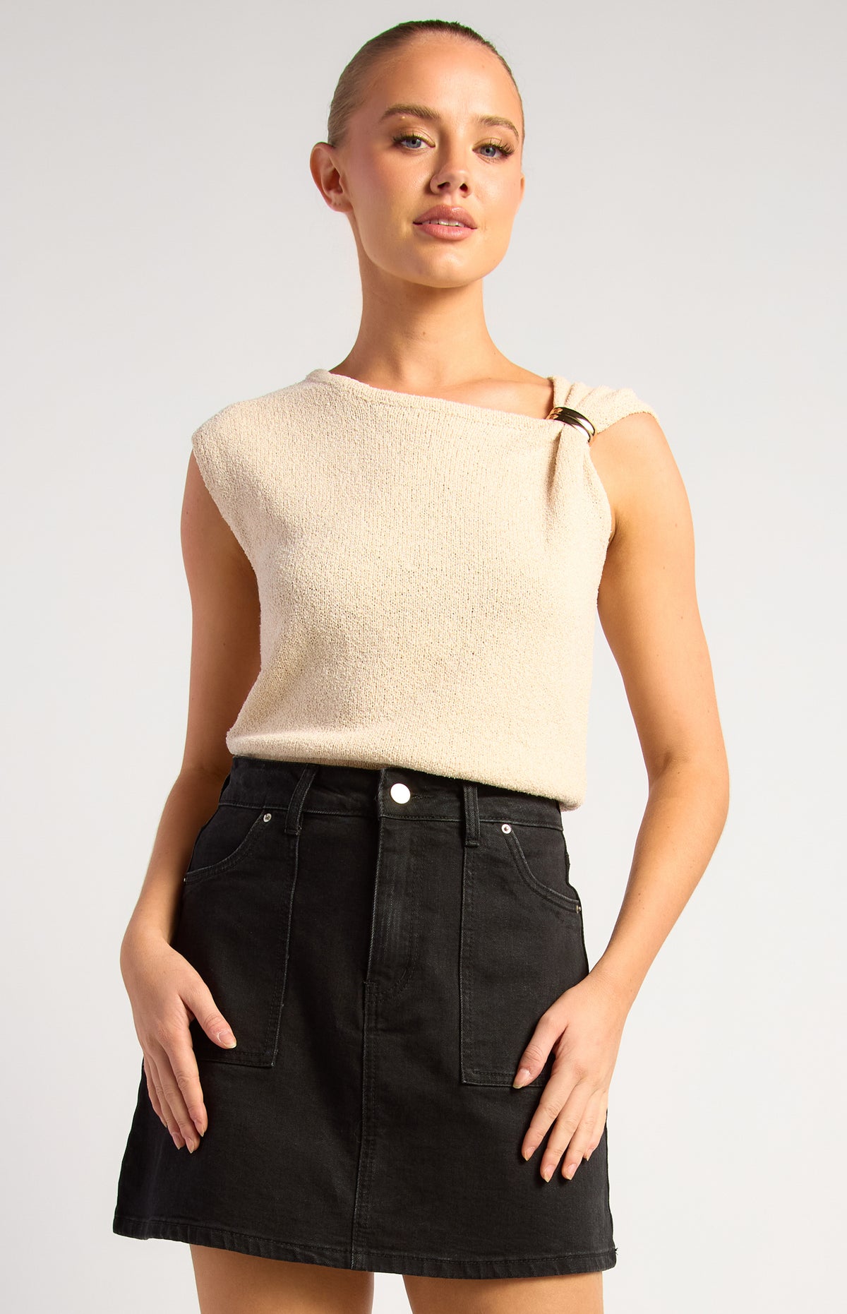 Carla Knit Top - Cream Marl