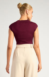 Alissa Cap Sleeve Knit Top - Burgundy