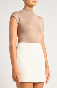 Alissa Cap Sleeve Knit Top - Mushroom