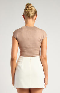 Alissa Cap Sleeve Knit Top - Mushroom