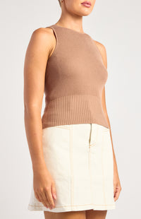 Kelcie Knit Sleeveless Top - Mocha