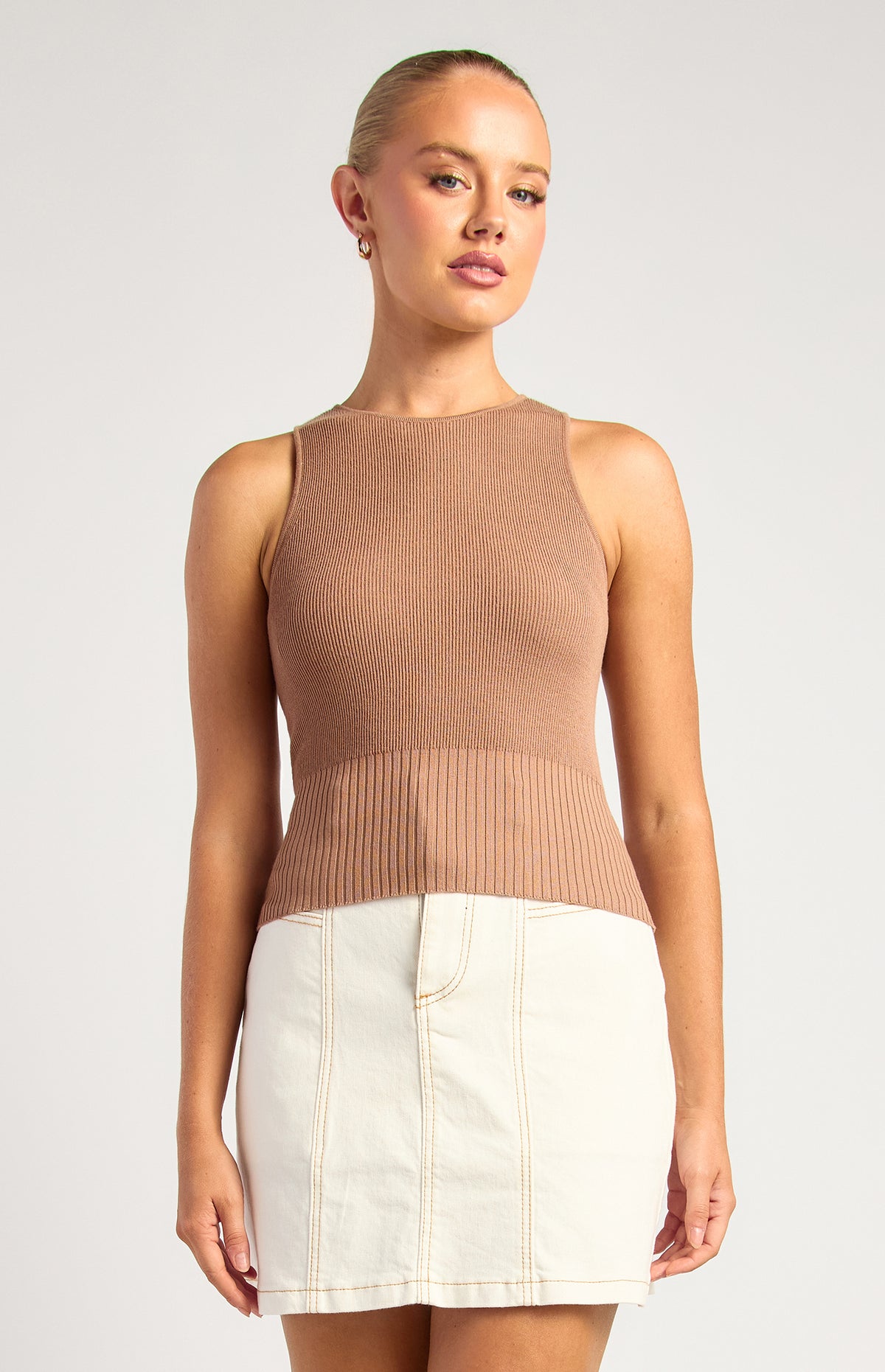 Kelcie Knit Sleeveless Top - Mocha