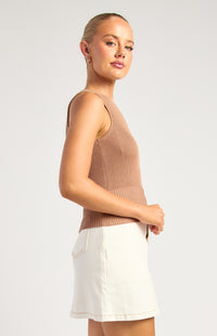 Kelcie Knit Sleeveless Top - Mocha
