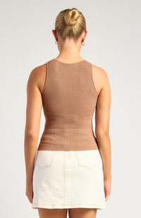 Kelcie Knit Sleeveless Top - Mocha