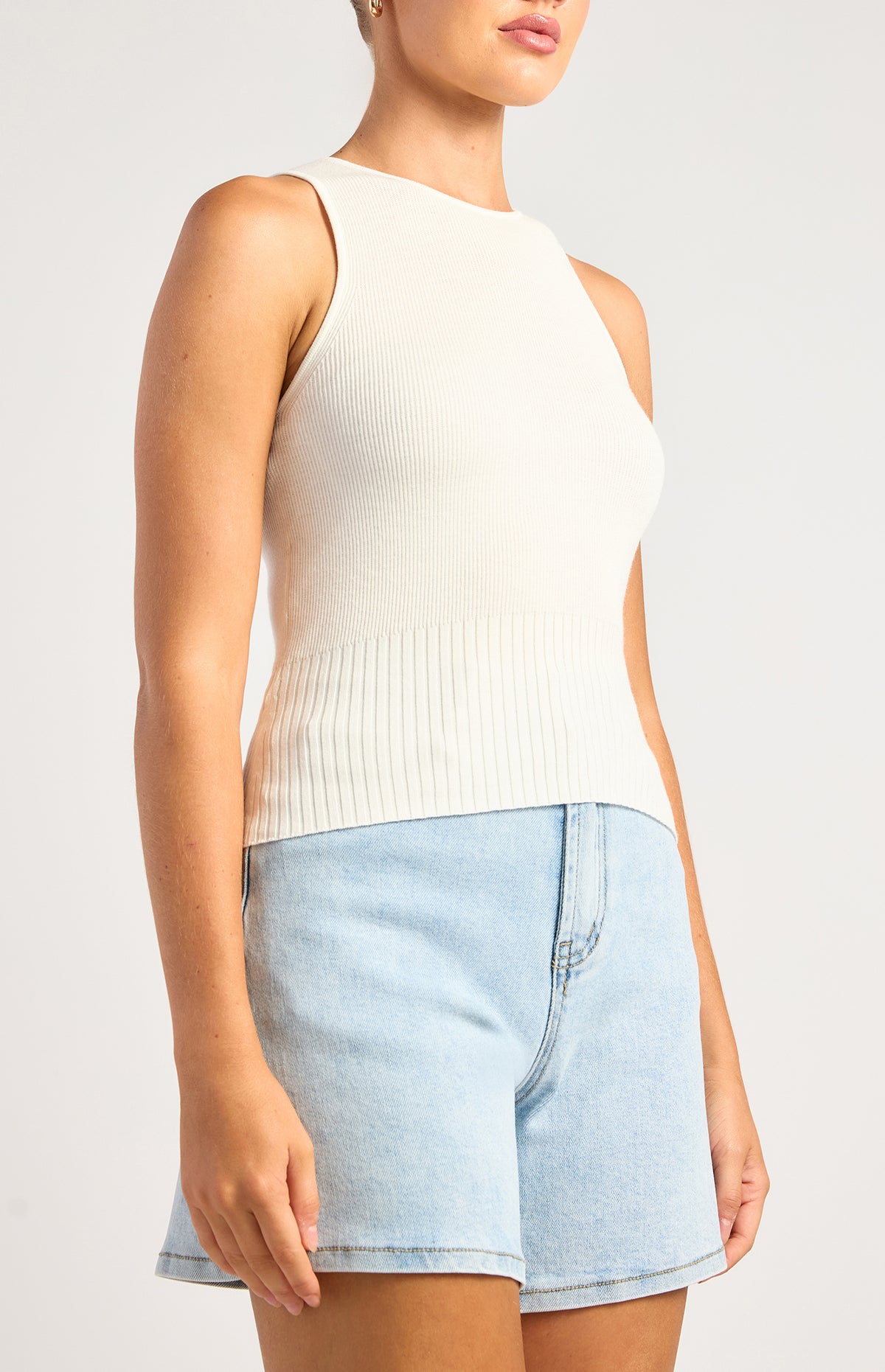 Kelcie Knit Sleeveless Top - White