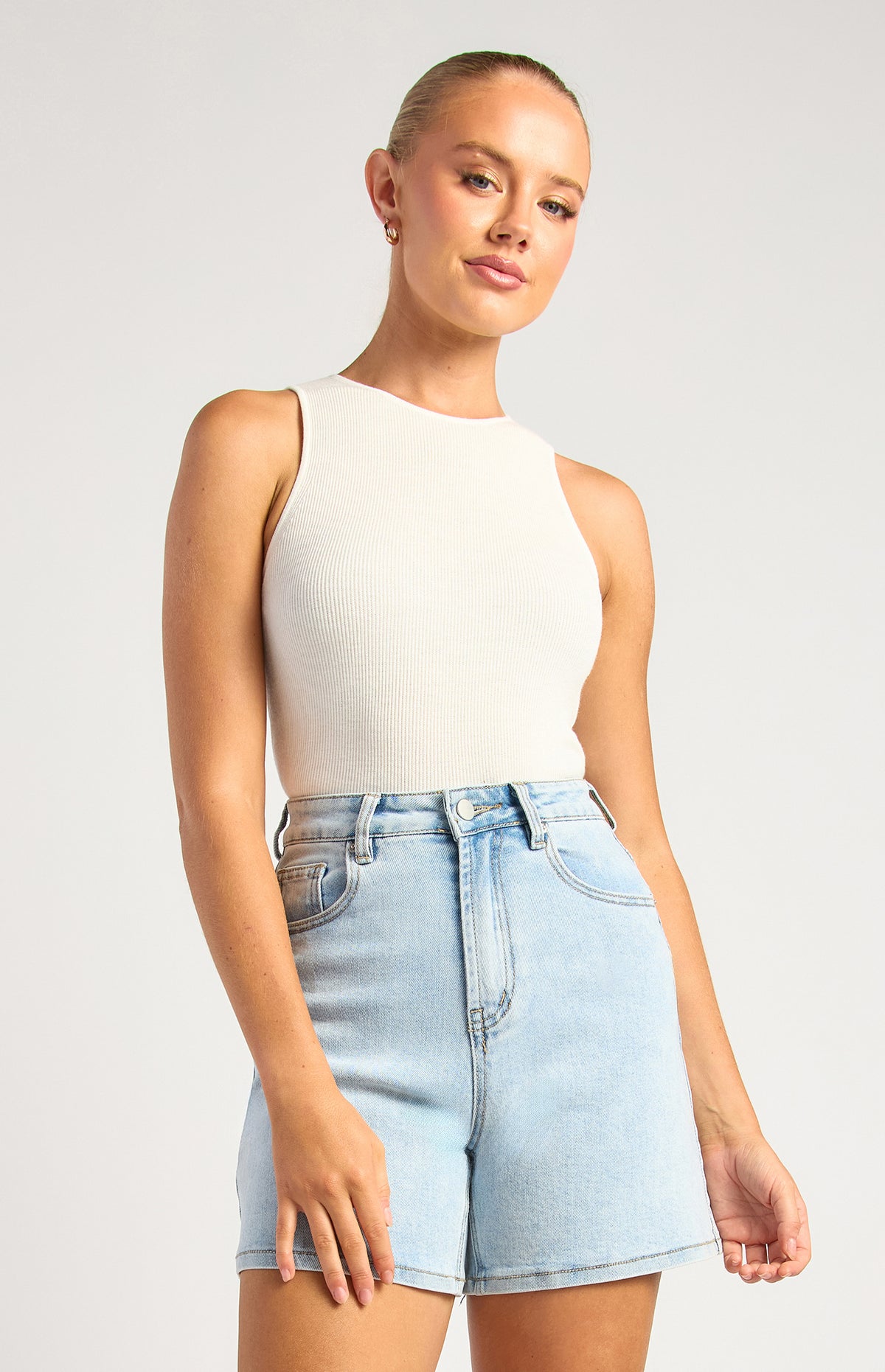 Kelcie Knit Sleeveless Top - White