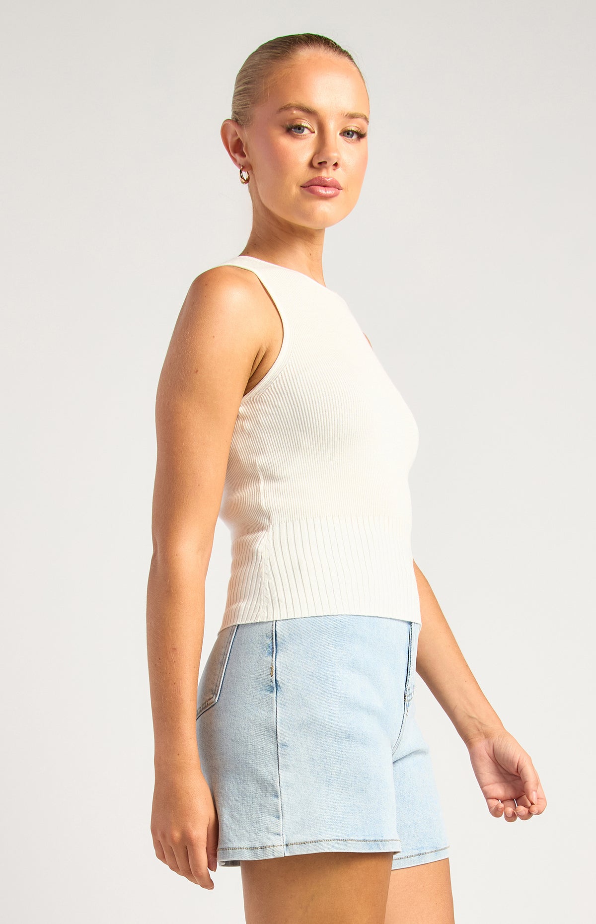 Kelcie Knit Sleeveless Top - White