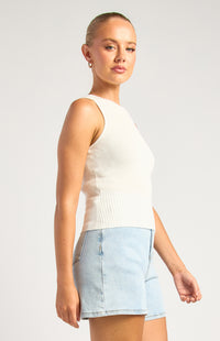Kelcie Knit Sleeveless Top - White