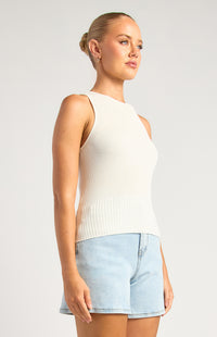 Kelcie Knit Sleeveless Top - White