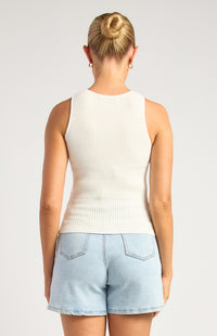 Kelcie Knit Sleeveless Top - White