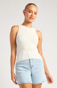 Kelcie Knit Sleeveless Top - White