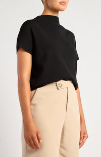 Khadija Short Sleeve Loose Fit Knit Top - Black