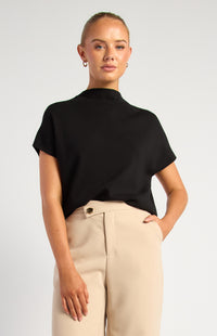 Khadija Short Sleeve Loose Fit Knit Top - Black