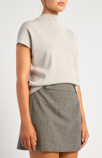 Khadija Short Sleeve Loose Fit Knit Top - Grey Marl