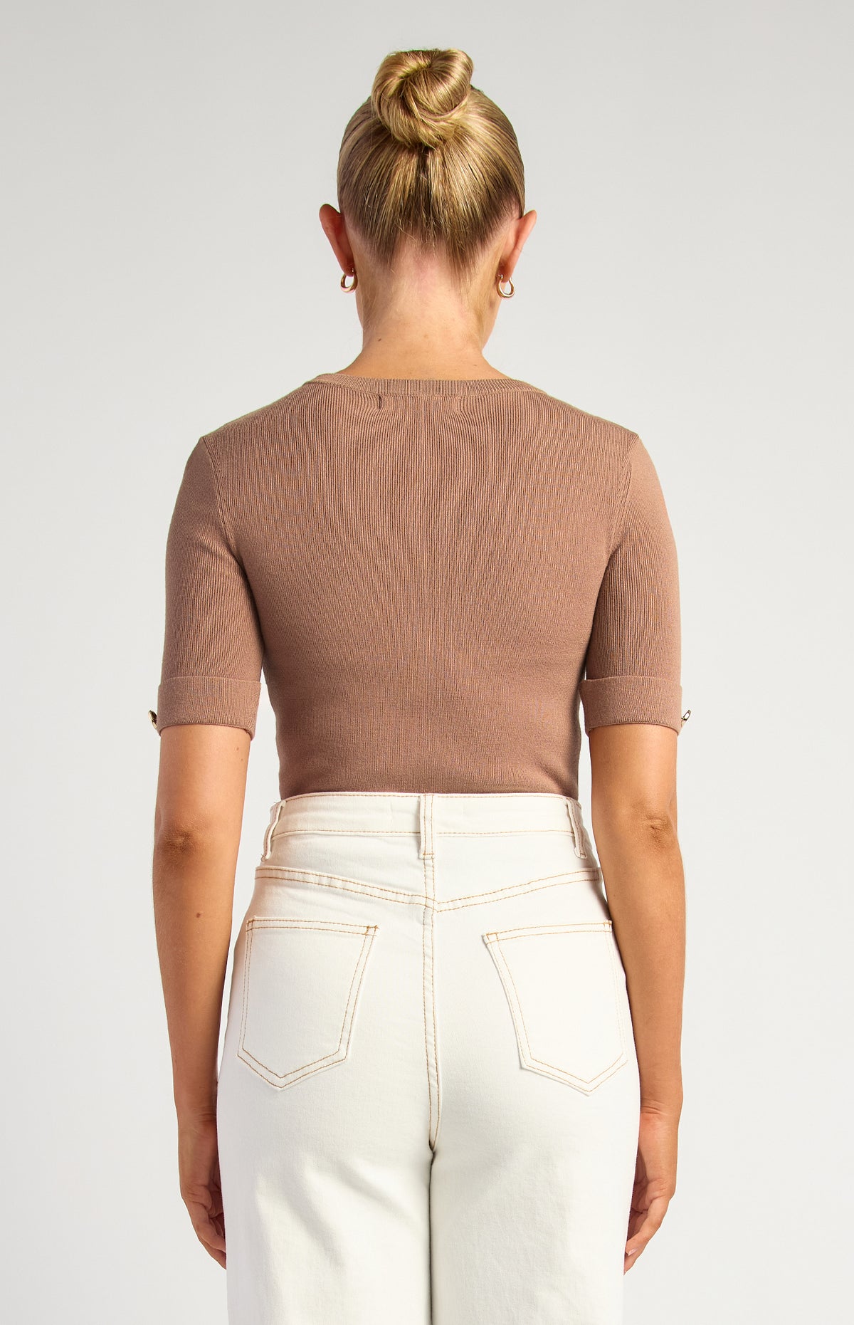 Marion Short Sleeve Knit Top - Mocha