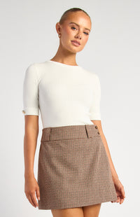 Marion Short Sleeve Knit Top - White