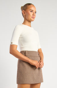 Marion Short Sleeve Knit Top - White