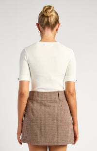 Marion Short Sleeve Knit Top - White