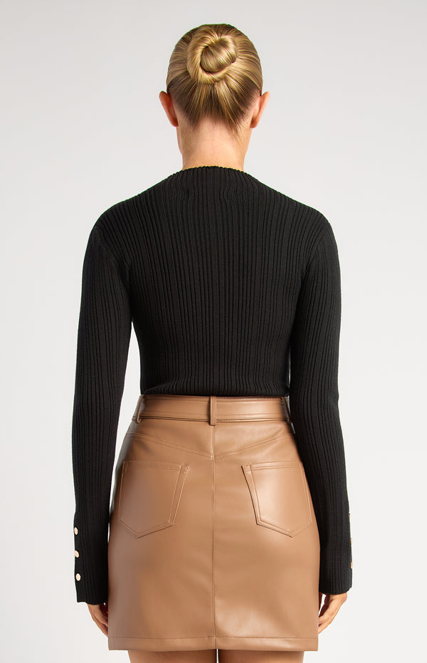 Chase Long Sleeve Knit Top - Black