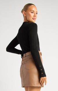 Chase Long Sleeve Knit Top - Black