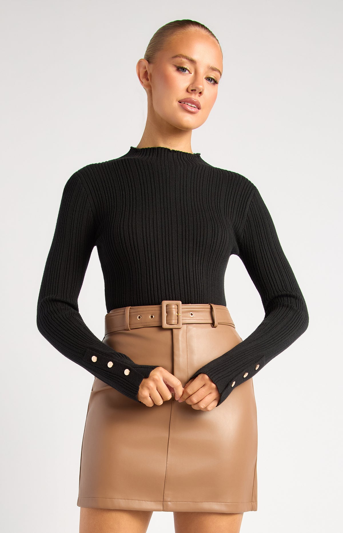 Chase Long Sleeve Knit Top - Black