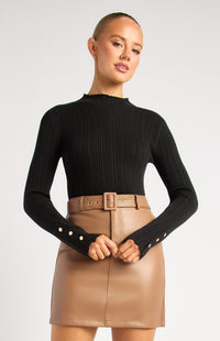 Chase Long Sleeve Knit Top - Black