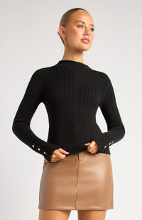 Chase Long Sleeve Knit Top - Black
