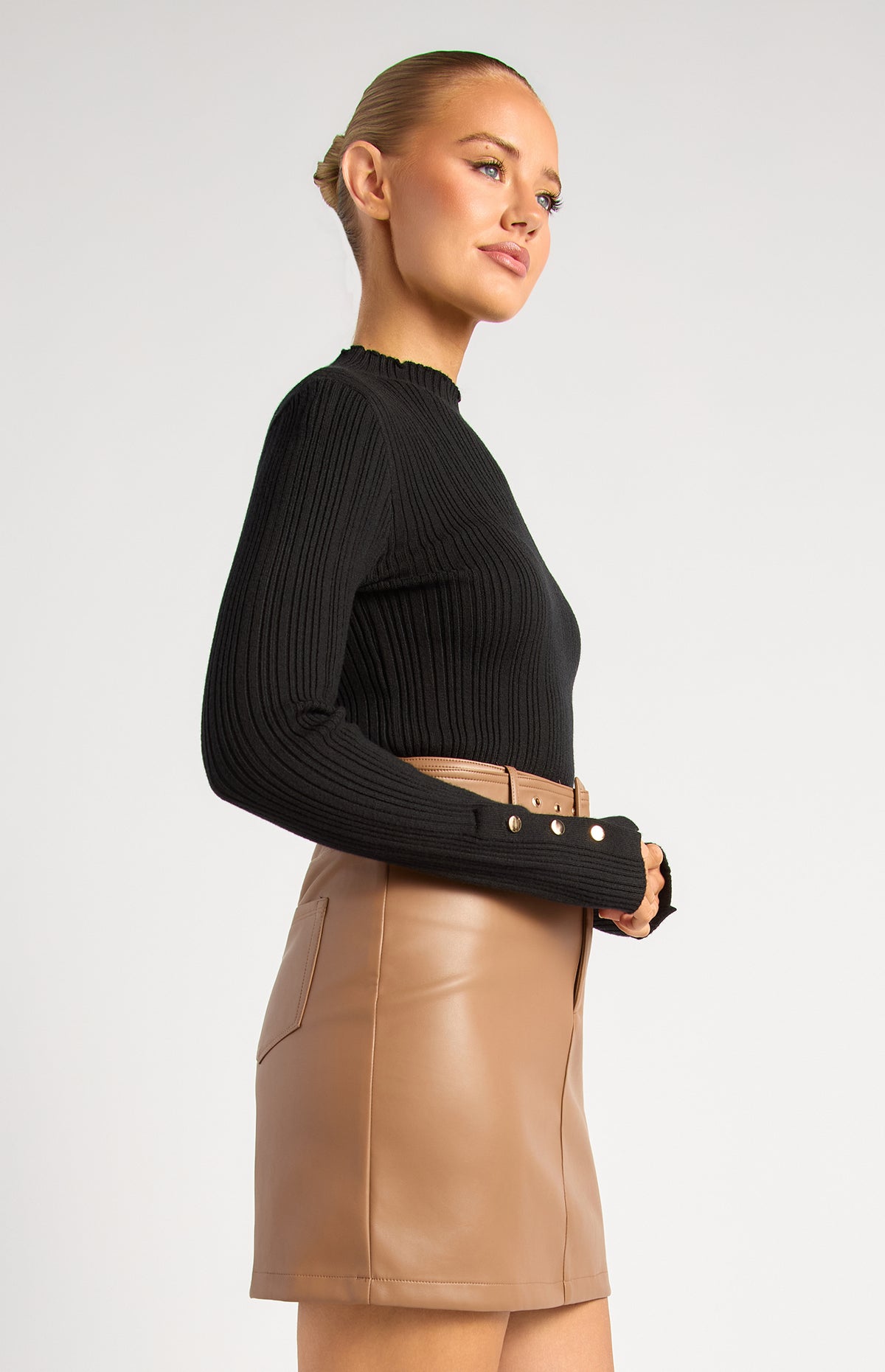 Chase Long Sleeve Knit Top - Black