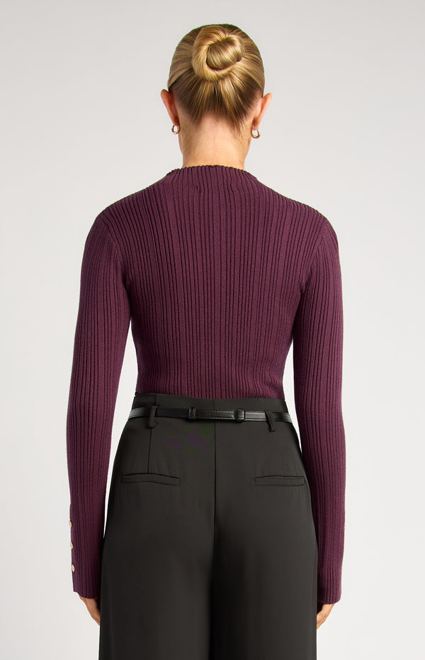 Chase Long Sleeve Knit Top - Dark Plum