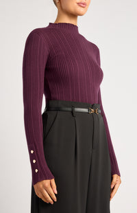 Chase Long Sleeve Knit Top - Dark Plum