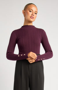 Chase Long Sleeve Knit Top - Dark Plum