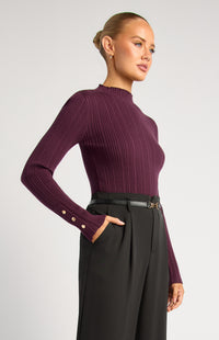 Chase Long Sleeve Knit Top - Dark Plum