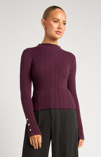 Chase Long Sleeve Knit Top - Dark Plum