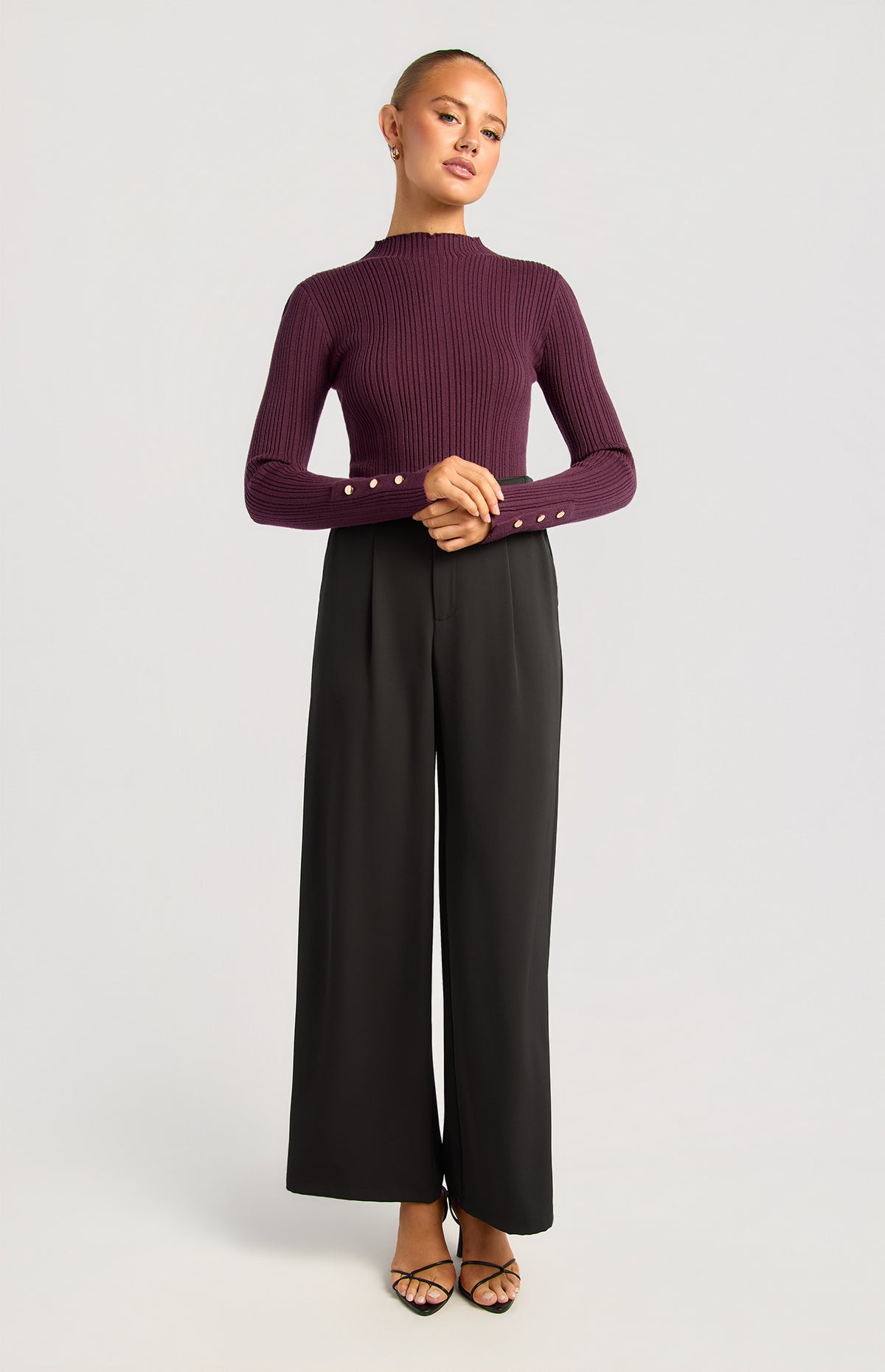 Chase Long Sleeve Knit Top - Dark Plum