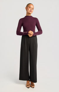 Chase Long Sleeve Knit Top - Dark Plum