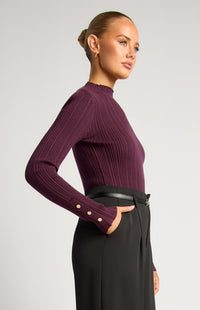 Chase Long Sleeve Knit Top - Dark Plum
