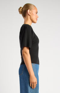 Batwing Sleeve Knit Top - Black