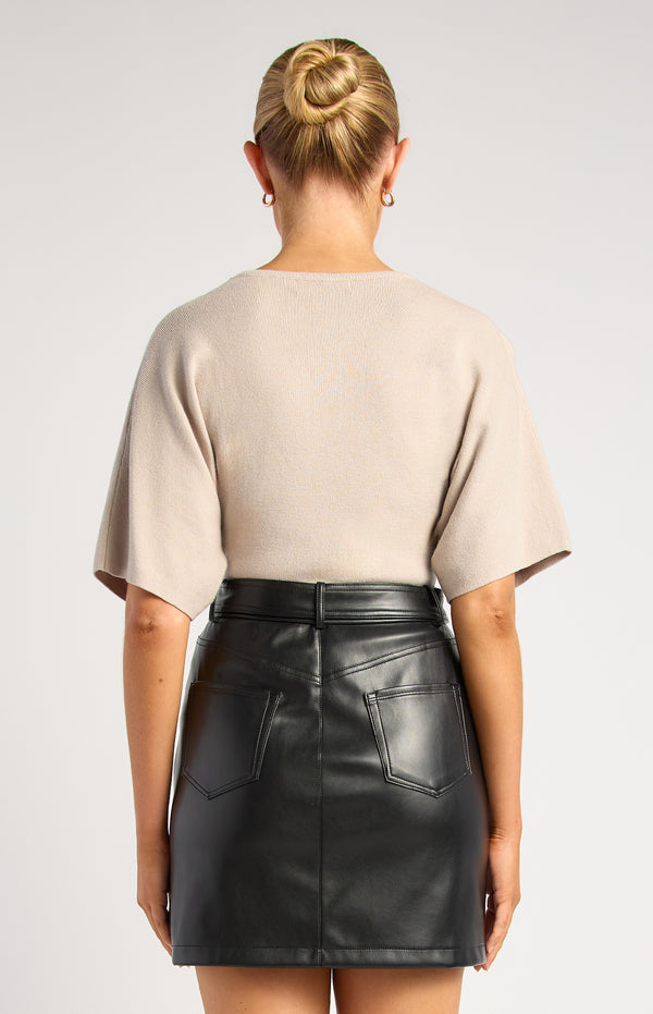 Batwing Sleeve Knit Top - Oyster
