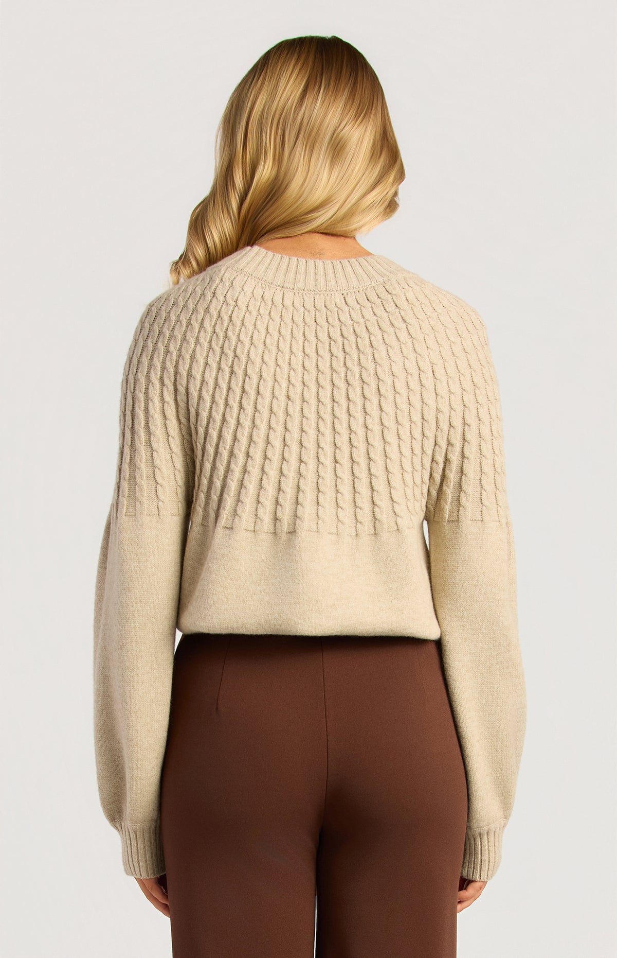 Gradient Cable Knit Top - Brown Marl