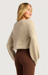 Gradient Cable Knit Top - Brown Marl