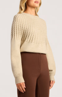 Gradient Cable Knit Top - Brown Marl